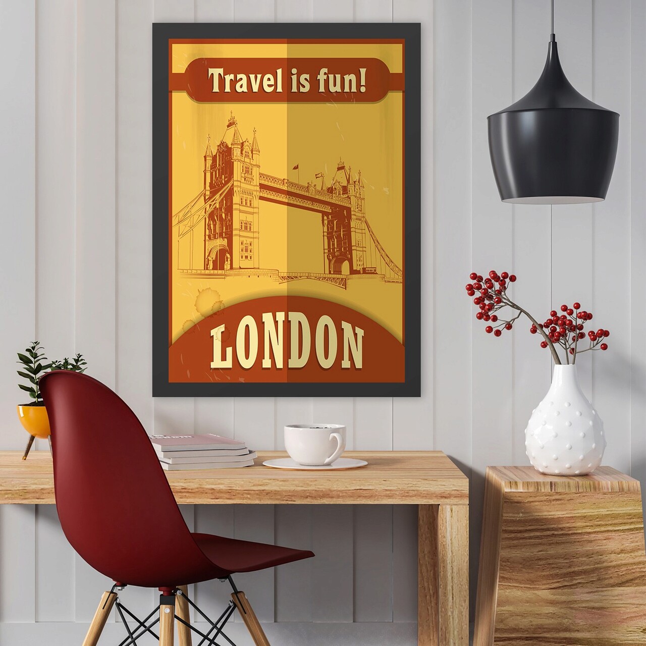 Tablou decorativ, London (55 x 75), Polistiren, Galben / Portocaliu - imagine 3